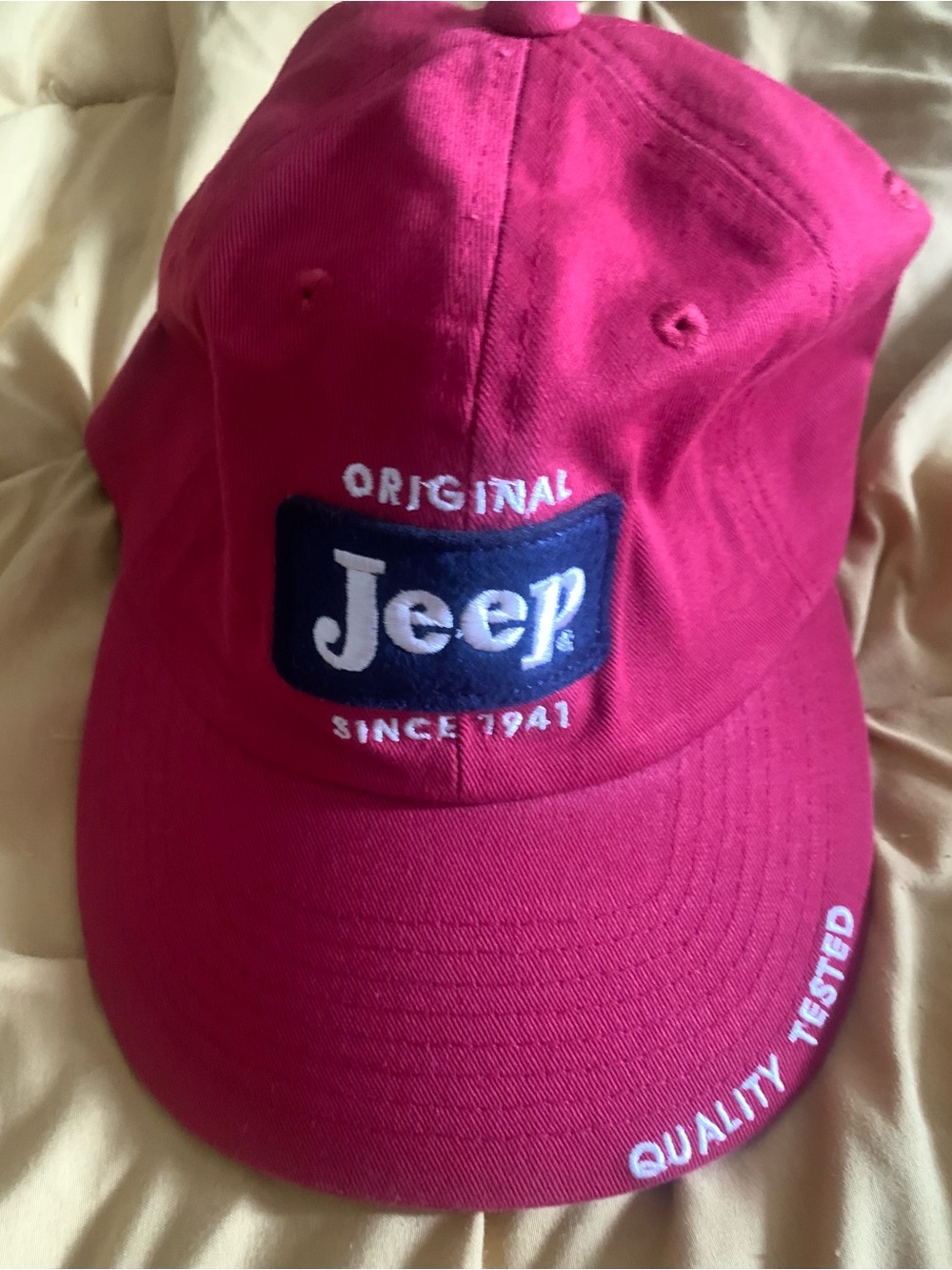 Jeep Men’s Red  Baseball Cap with Navy Patch